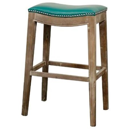 NEW PACIFIC DIRECT New Pacific Direct 198631B-323 Elmo Bonded Leather Bar Stool Mystique Gray Frame; Turquoise 198631B-323